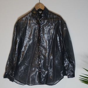 Shinny sheer Vintage Metallic Yarn Button Down
